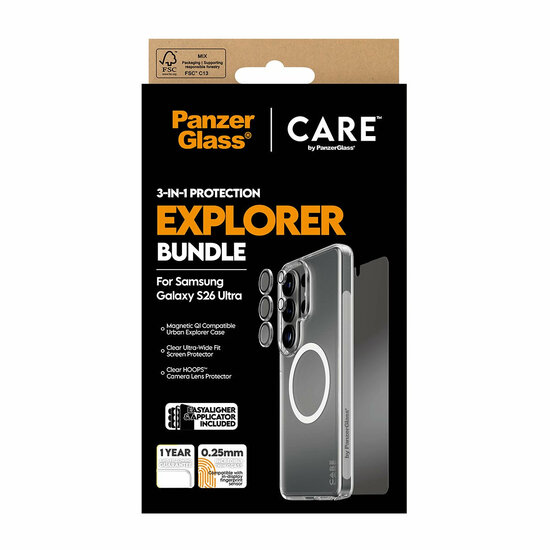 PanzerGlass CARE 3 in 1 Galaxy S26 Ultra Urban Combat bundel hoesje screen en camera protector