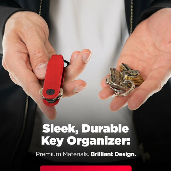 KeySmart Loop Blue sleutelhouder met sleutelhanger rood