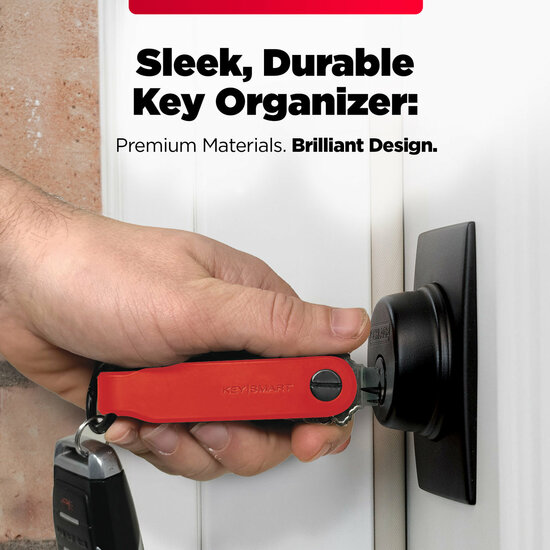 KeySmart Loop Blue sleutelhouder met sleutelhanger rood