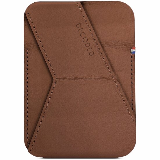 Decoded leren MagSafe wallet kaarthouder en stand tan