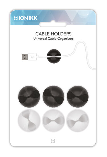 IONIKK Cable Drops 6-pack zwart/wit