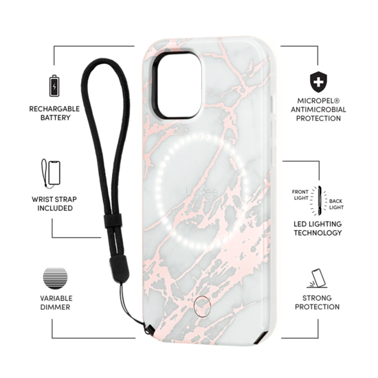 Case-Mate LuMee Halo iPhone 12 Pro / iPhone 12 hoesje Marble Rose