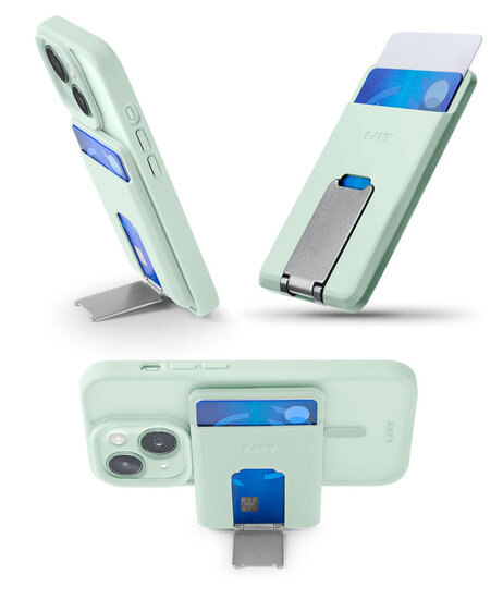 LAUT Flexi Prop MagSafe wallet portemonnee hoesje mintgroen