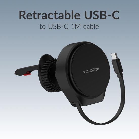 Mobilize MagSafe autohouder met uittrekbare USB-C kabel