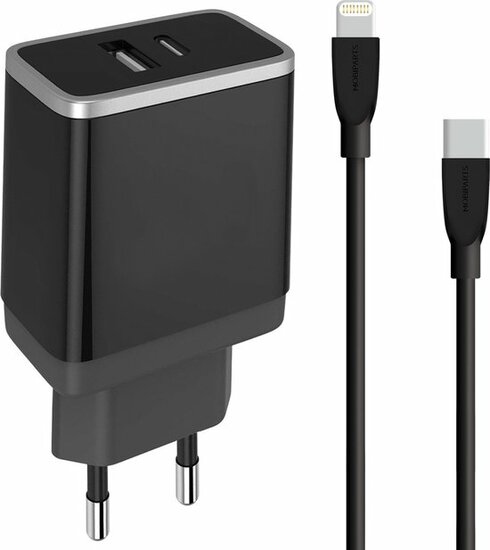 Mobiparts Dual USB Thuislader + kabel Zwart