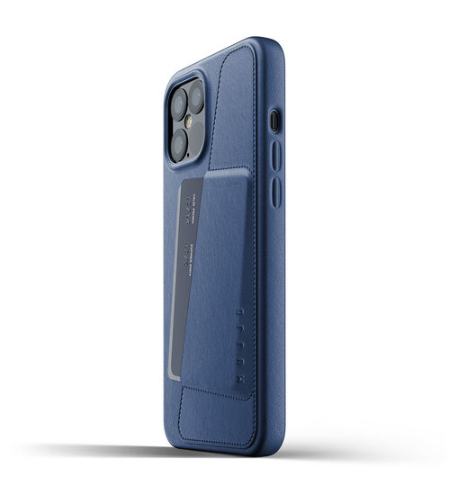 Mujjo Leather Wallet iPhone 12 Pro Max hoesje Blauw