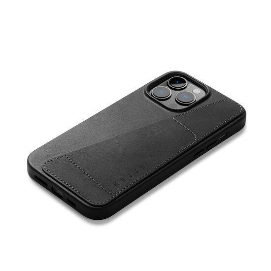 Mujjo Leather Wallet iPhone 14 Pro Max hoesje zwart