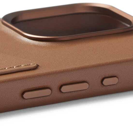 Mujjo Leather Wallet iPhone 15 Pro Max hoesje tan