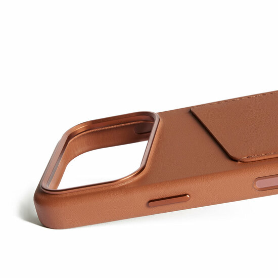 Mujjo Full Leather Wallet iPhone 17 Pro hoesje tan