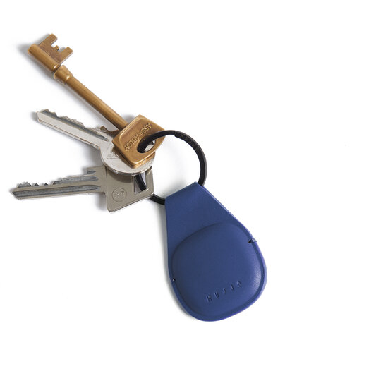 Mujjo Canopy leren AirTag sleutelhanger blauw
