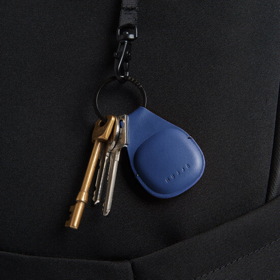 Mujjo Canopy leren AirTag sleutelhanger blauw