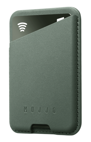 Mujjo leren MagSafe Card Wallet hoesje green smoke