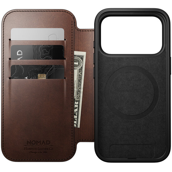 Nomad Modern Horween Leather Folio iPhone 17 Pro Max hoesje bruin