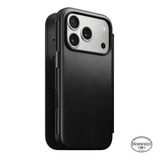 Nomad Modern Leather Folio Horween iPhone 17 Pro hoesje zwart