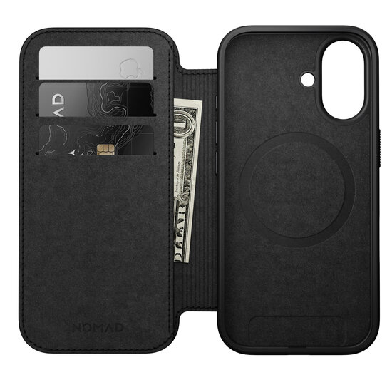 Nomad Modern Leather Folio iPhone 17 hoesje zwart