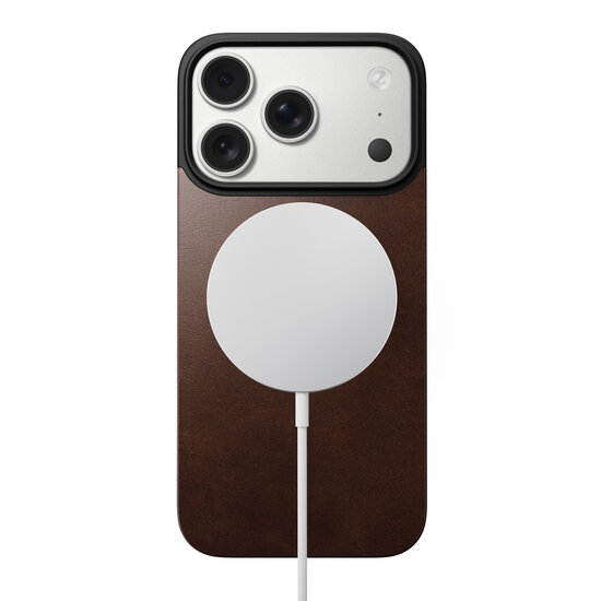 Nomad Magnetic Leather Back iPhone 17 Pro hoesje bruin