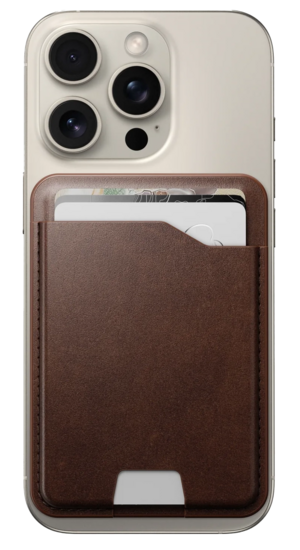 Nomad Horween Leather MagSafe wallet hoesje met Find My tracker bruin