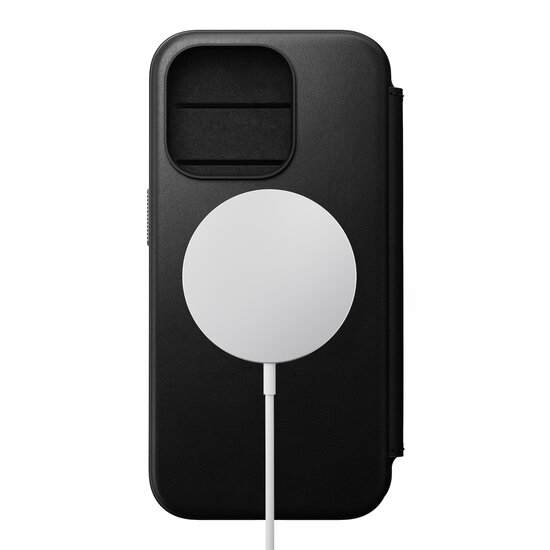 Nomad leren MagSafe Folio iPhone 15 Pro Max hoesje zwart