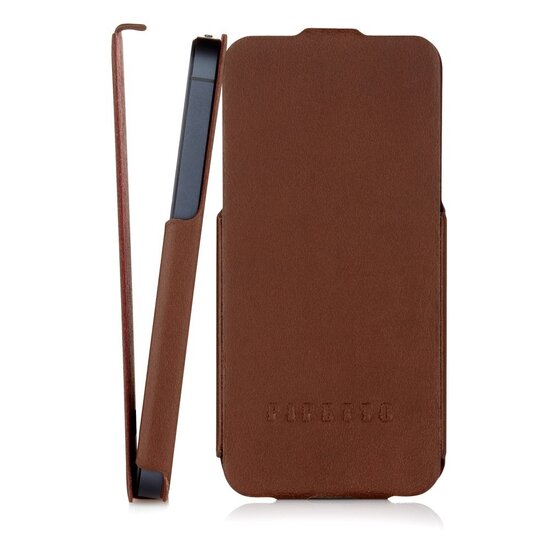 Pipetto Leather Skinny Flip iPhone 5/5S Braun