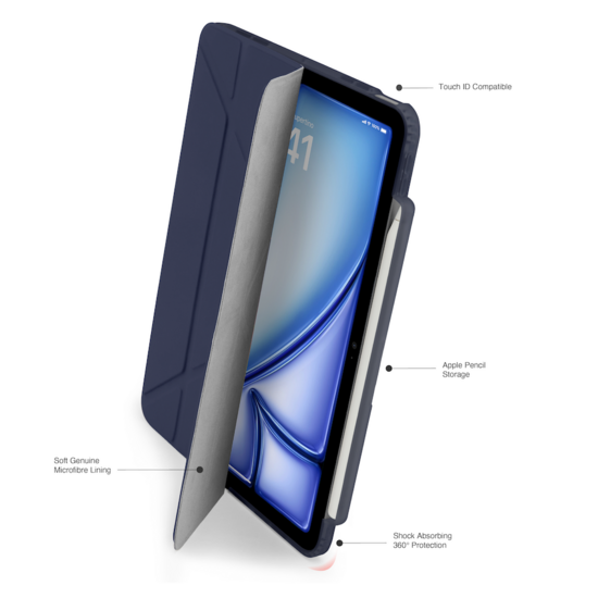 Pipetto Origami Pencil iPad Air 2024 13 inch hoesje donkerblauw