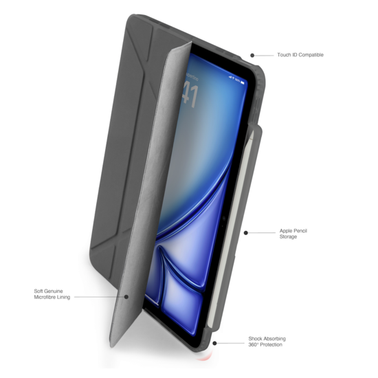 Pipetto Origami Pencil iPad Air 2024 13 inch hoesje grijs