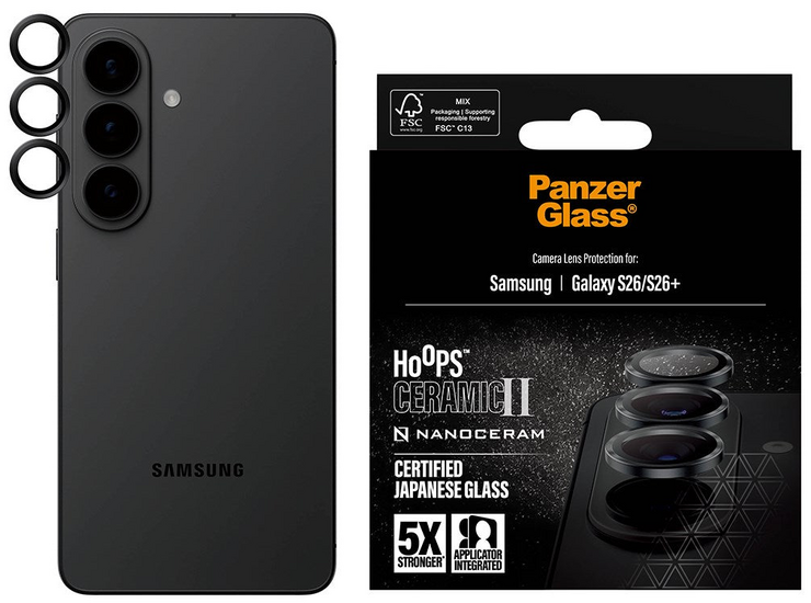 PanzerGlass Hoops Ceramic Galaxy S26 en S26+ Plus Lens screenprotector