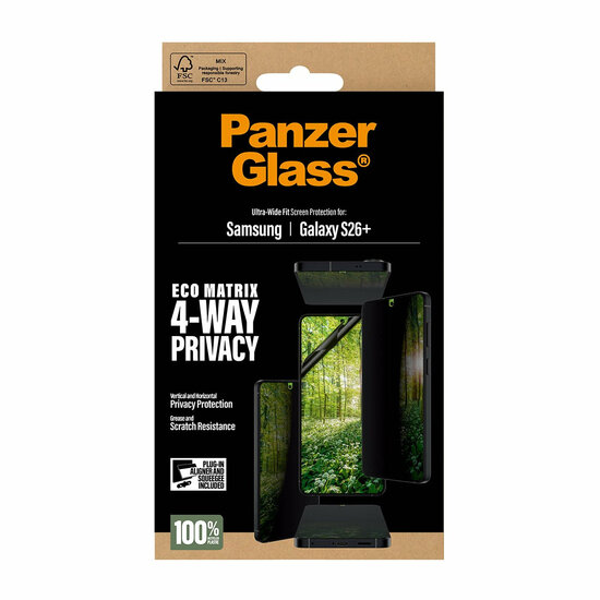 PanzerGlass Matrix Privacy Glazen Galaxy S26+ Plus screenprotector