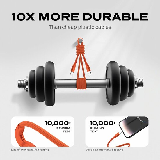 Statik MagStack Pro USB-C naar USB-C kabel 100 cm oranje