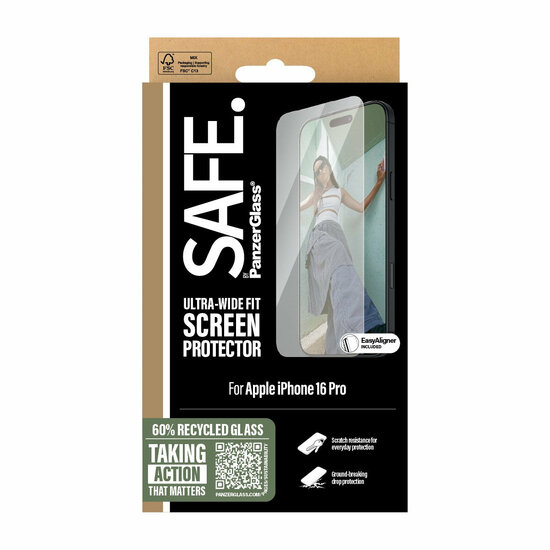 PanzerGlass SAFE iPhone 16 Pro Ultra Wide Fit glazen screenprotector