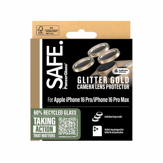 PanzerGlass SAFE iPhone 16 Pro / 16 Pro Max glazen camerabeschermer goud