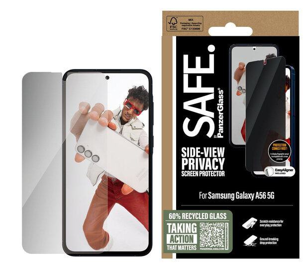 PanzerGlass SAFE Privacy Galaxy A56 Wide Fit glazen screenprotector