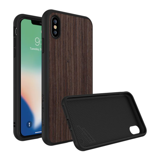 RhinoShield SolidSuit Wood iPhone XS Max hoesje Walnoot Zwart