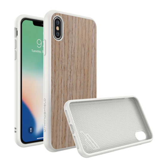 RhinoShield SolidSuit Wood iPhone XS Max hoesje Walnoot Wit
