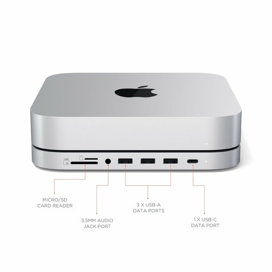 Satechi Mac Mini stand + USB-C hub + SSD  Zilver