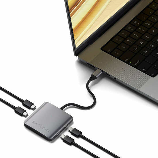 Satechi 4 poort USB-C hub met 100 watt power delivery