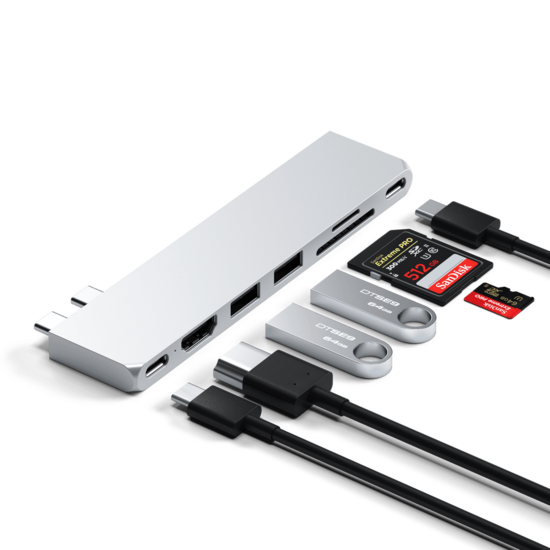 Satechi Pro Hub Slim USB-C hub voor MacBook M2 zilver