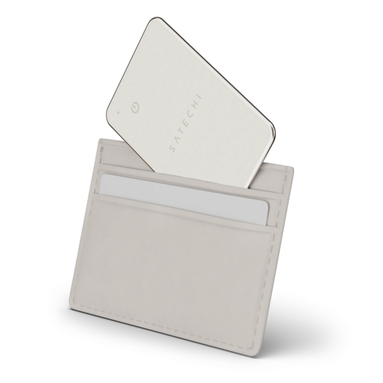 Satechi FindAll card met Find My tracker beige