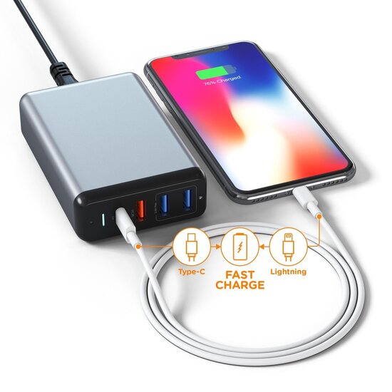 Satechi USB-C 75 watt Travel&nbsp;Charger oplader Grijs