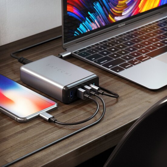 Satechi USB-C 75 watt Travel&nbsp;Charger oplader Grijs