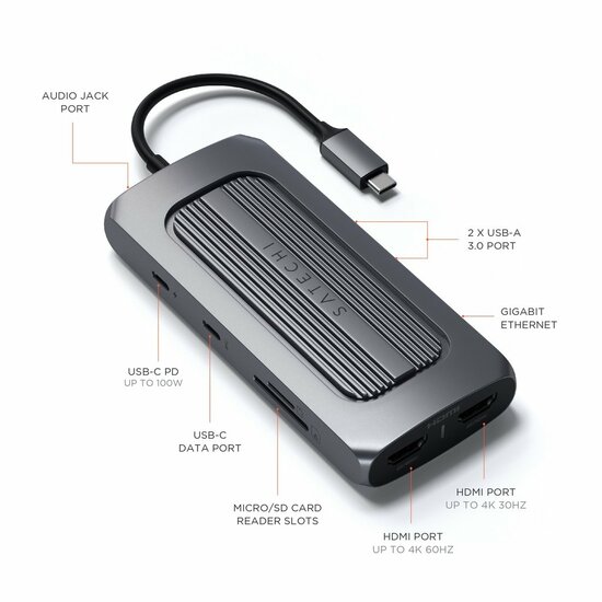 Satechi USB-C Multiport MX adapter voor Apple M1 chip