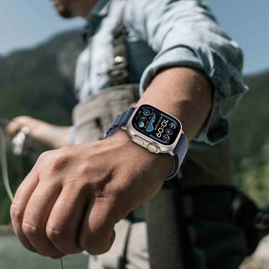 TechProtection Alpine nylon Apple Watch Ultra 49 / 46 / 45 / 44 mm bandje navy / blauw