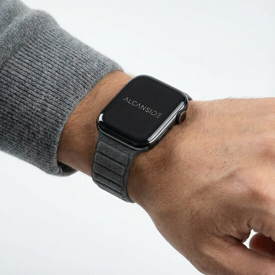 Alcanside Alcantara Apple Watch 49 / 46 / 45 mm bandje space grijs