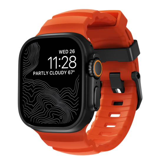 Nomad Rocky Point Apple Watch 49 / 46 /&nbsp;45 mm bandje oranje / zwart