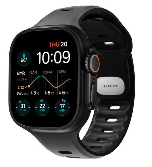 Nomad Tempo FKM Apple Watch Ultra 49 mm bandje zwart