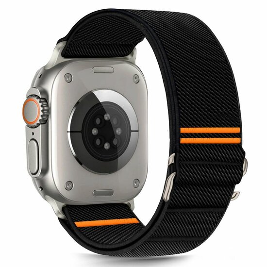 TechProtection Nylon slip Apple Watch 49 / 46 / 45 / 44 mm bandje zwart