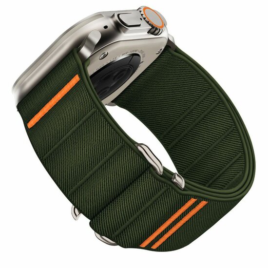 TechProtection Nylon slip Apple Watch 49 / 46 / 45 / 44 mm bandje khaki