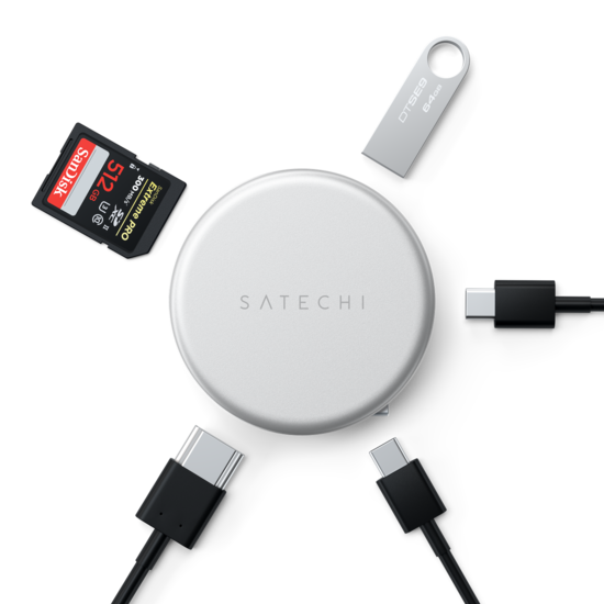 Satechi OntheGo 5 in 1 Multiport Adapter USB-C hub Silver grau