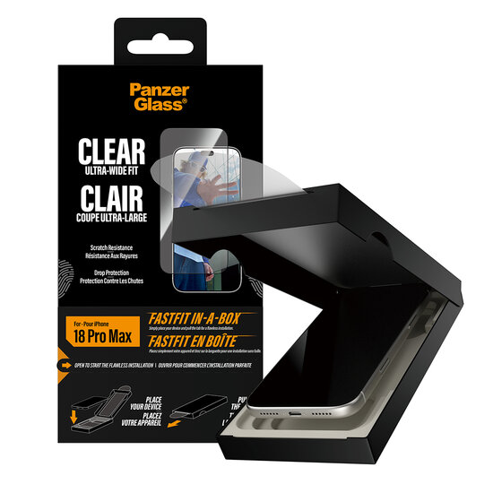 PanzerGlass Ultra Wide Fit iPhone 18 Pro Max glazen screenprotector fastfit