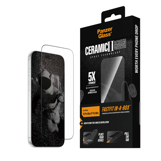PanzerGlass Ceramic iPhone 18 Pro Max glazen screenprotector fastfit
