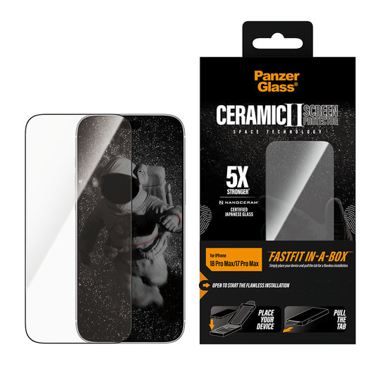 PanzerGlass Ceramic iPhone 18 Pro Max glazen screenprotector fastfit